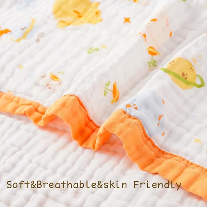 BATTILO PTY 6 Layer Muslin Baby Blankets, Nursery Blankets for Boys Girls, Swaddle Blankets Babt Blanket Neutral Soft Lightweight Toddler and Kids Throw Blanket(Prince Planet)