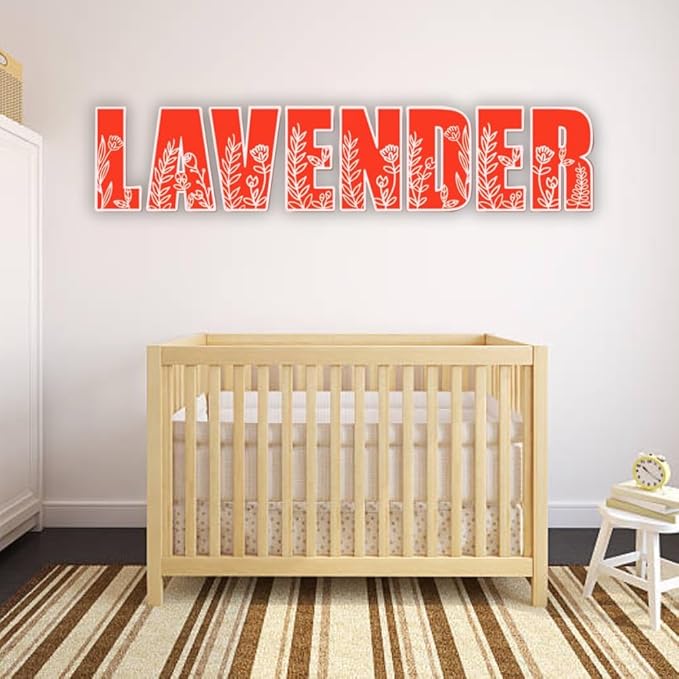 Personalized Wooden Name Sign - Custom Baby Name Signs for Nursery & Kids Room, Baby Announcement Sign, Wall Name Signs Personalized, Round Wooden Letters for Nursery Decor (Floral 3D)