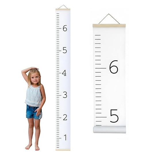 Morxy Canvas Growth Chart for Kids - Unisex Kids Room Wall Decor - Measuring Height Chart- Wall Tape with Height Chart for Kids (Canvas, Plain White)