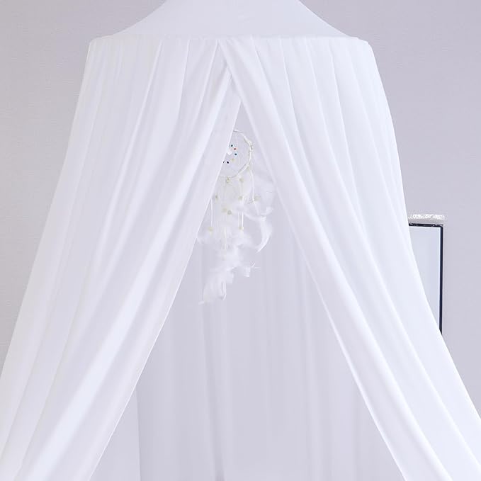 Princess Bed Canopy for Girls, Extra Large Hanging Canopy for Bed, Dreamy Play Tent for Girls Room Bedroom Decoration, Breathable Canopy Bed Curtain for Children Reading Nook - Pure White