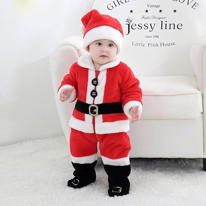 Baby Santa Costume Toddler Christmas Dress Up Romper 1-60months
