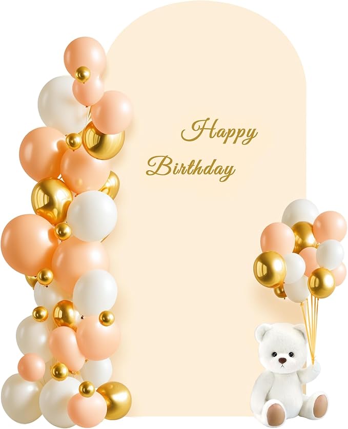 Champagne Arch Cover 6.6FT Spandex Fitted Wedding Arch Stand Covers Round Top Chiara Arch Covers Stretchy Backdrop Cover for Birthday Party Ceremony Banquet Decoration