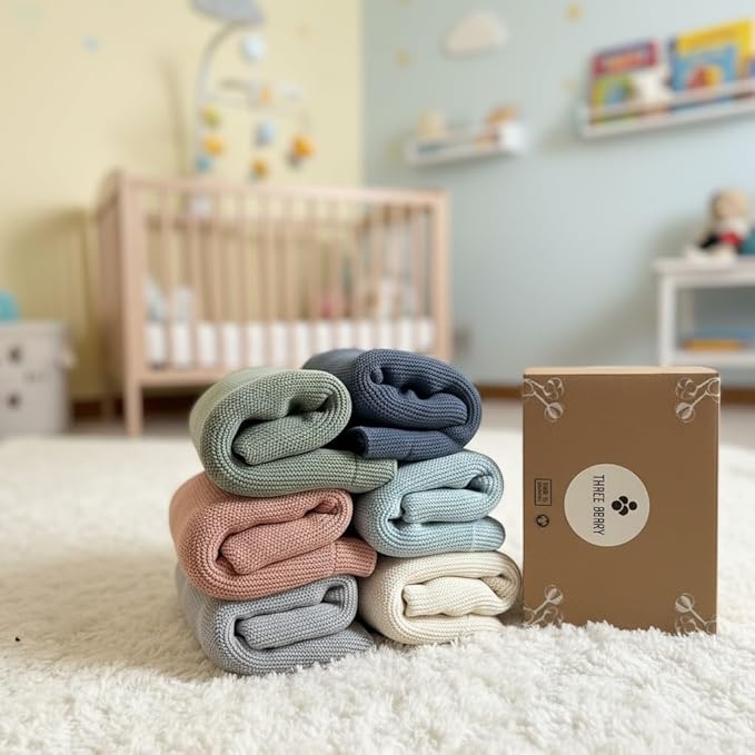 Personalized Baby Blanket - 100% GOTS Certified Organic Cotton - Custom Baby Blanket for Boys and Girls - Embroidered Swaddle, 40x30, Baby Name Blankets (Harbor Mist)
