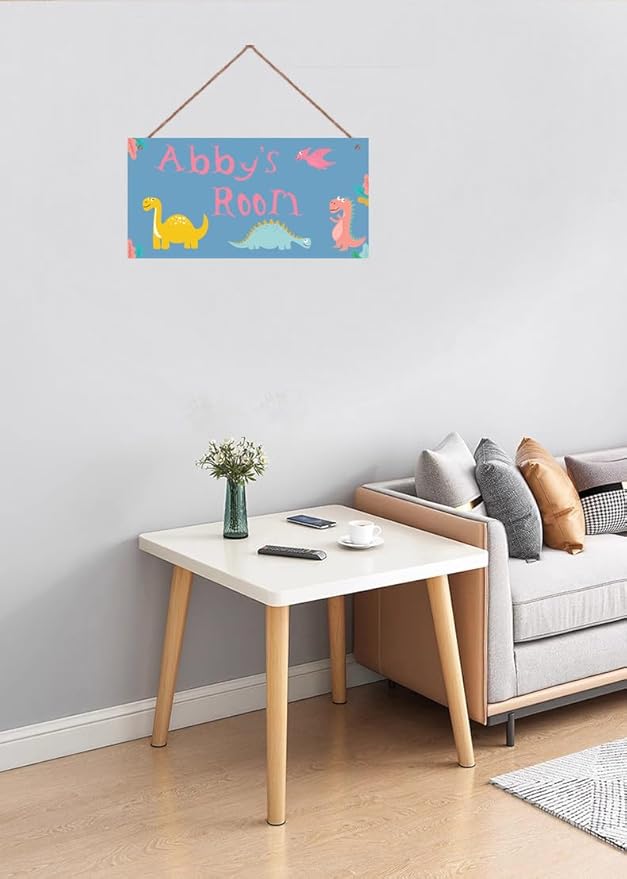 Personalized Dinosaur Sign For Kids Room Nursery Custom Name Cute Cartoon Art Door Wall Decor For Boys Room Girls Bedroom Little Man Cave