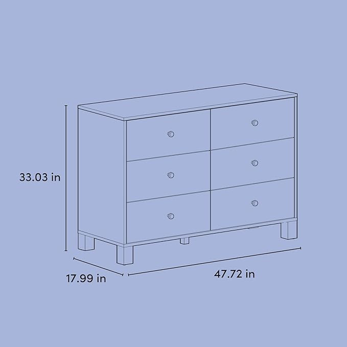 Storkcraft California 6 Drawer Double Dresser (Midnight Blue with Driftwood) – GREENGUARD Gold Certified, Spacious Storage Organizer for Kids’ Room, Safety Interlocking Drawer System