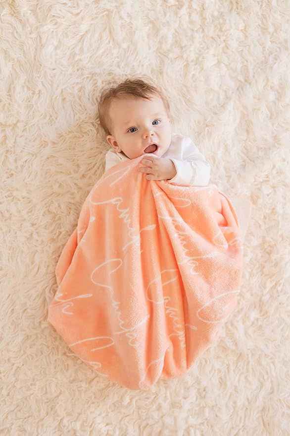 Hickory Hollow Designs Personalized Name Blanket, Choice of Color & Font, Customized Minky Throw Blankets, Couch & Bedroom Decor, Fluffy Soft & Warm Bedspread, Minimalist, (Monochrome, 30" x 40")