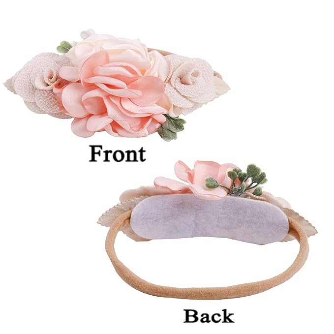 Baby Girl Floral Headband Nylon Flower Crown Elastic Hairband 3pcs Hair Accessories Gift for Girls (YM8)