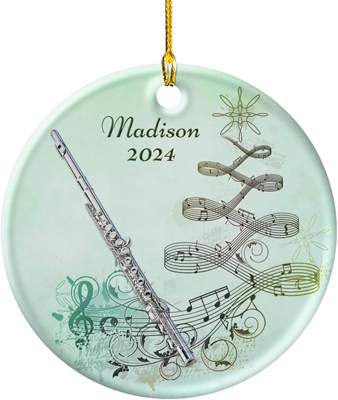 wowcugi Flute Ornament Personalized Instrument Ornaments for Christmas Tree Xmas Tree Decorations Keepsake Gifts for Band Instruments Music Lovers