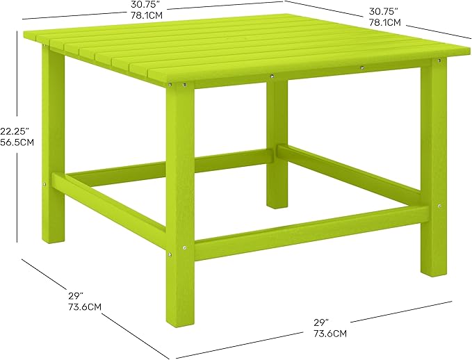 Costaelm Outdoor Kids Table, Toddler Dinner Table Baby Desk Outdoor Childrens Party Tables for Arts & Crafts, Snack Time, Multi-Activity Desk for Ages 2-8 in Classroom/Outside, Lime