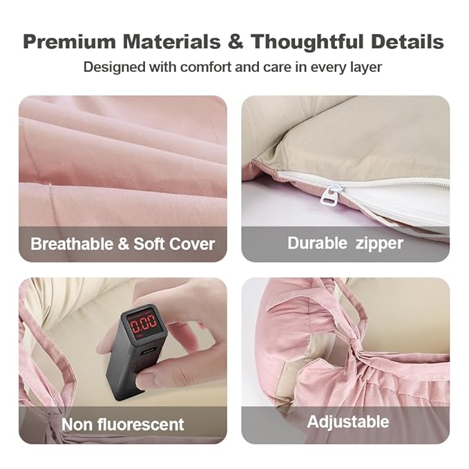Baby Lounger, Baby Nest Cover for Baby, Reversible & Breathable Cotton, Adjustable Baby Floor Seat for Tummy Time, Portable Infant Lounger, Essentials for Newborns (Pink)