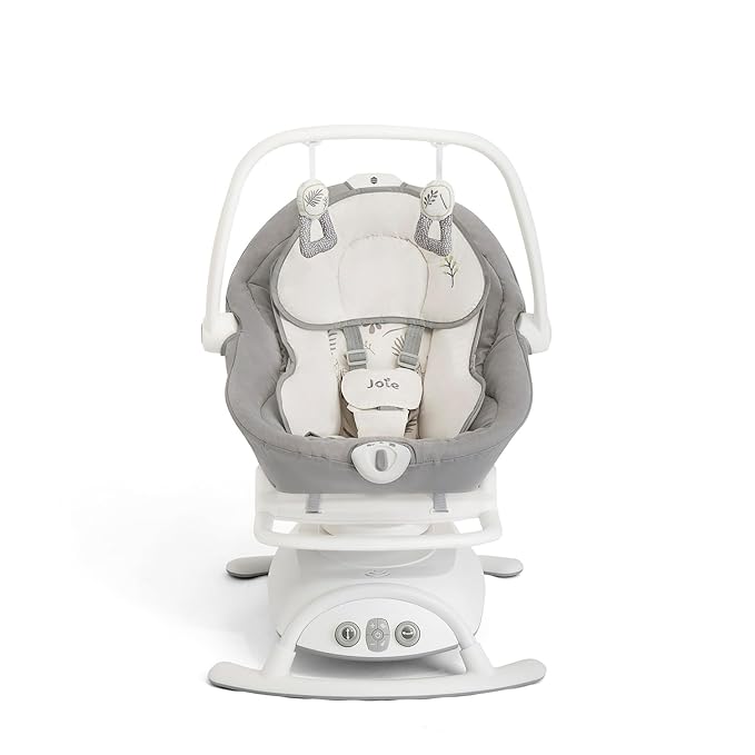 Joie Cinnamon 2-in-1 Glider and Rocker – Multi-Motion Baby Swing and Rocker Combo with Plush Fabrics, Compact Design, and Multiple Recline Positions – Soothing Sounds & Gentle Vibrations (Fern)