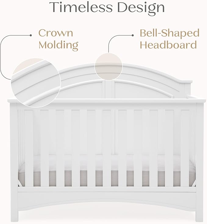 Delta Children Perry 6-in-1 Convertible Crib - Greenguard Gold Certified, Bianca White