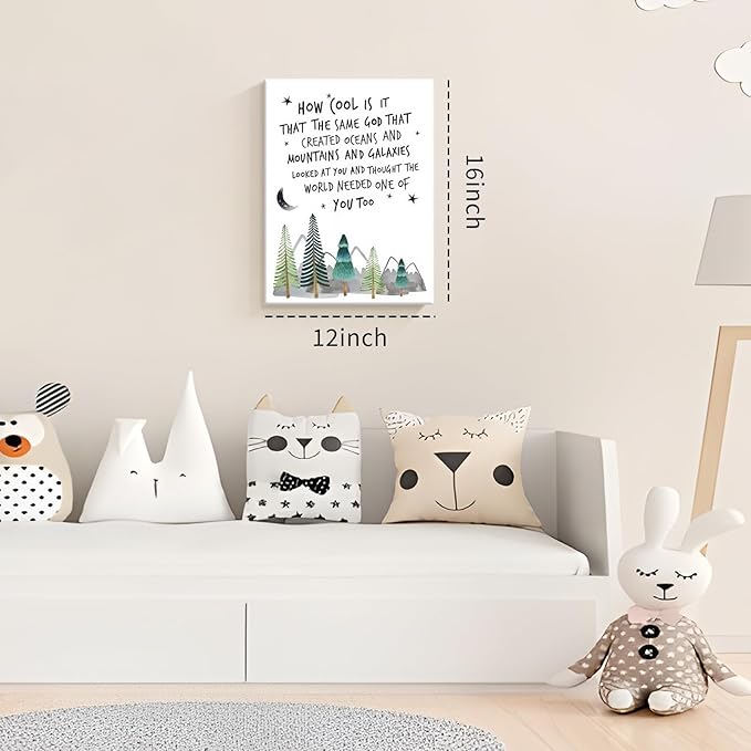 Dytila Christian Nursery Wall Art - Mountain Pictures Baby Boy Nursery Decor, Inspirational Religious Decor, Toddler Boy Room Decor, Faith Paintings, Christening Gifts for Boys 12x16 Inch