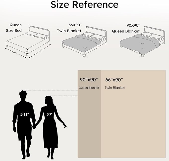 100% Cotton Muslin Blanket Queen Size 90" x 90" for Bed Couch Summer Gauze Blanket for Adults Lightweight and Breathable Grey