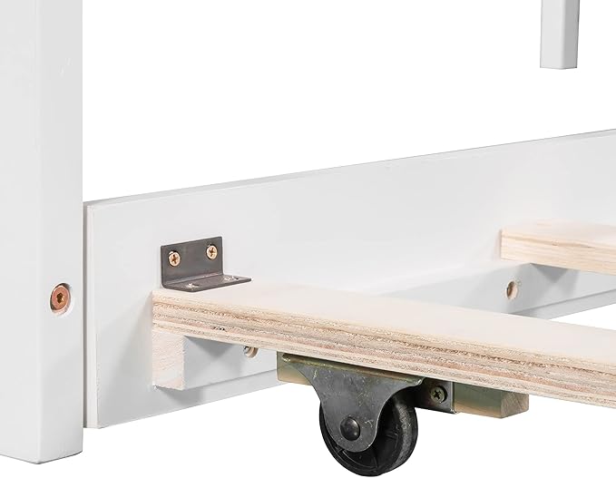 Harper & Bright Designs L-Shaped Platform Bed Frame with Trundle and Drawers Linked with Built-in Desk for Kids Boys Girls, Twin, White