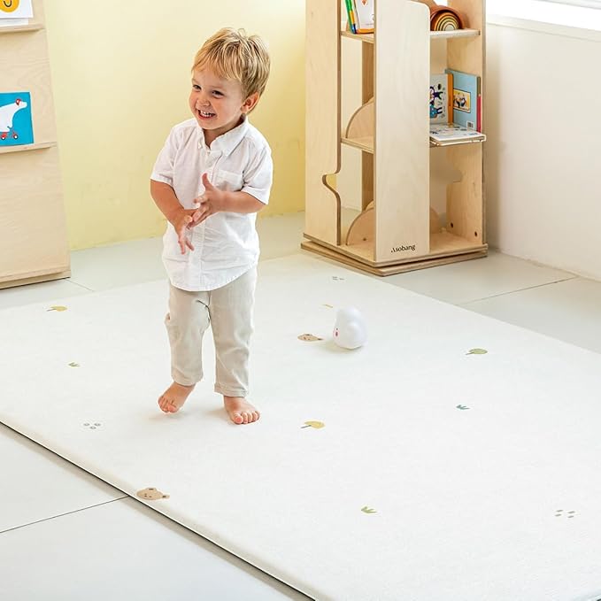 Ultra-Cushioned Premium Baby Play Mat - Coco Bear + Woven Sisal - Made in Korea - Tummy Time Mat with Superior Shock Absorption, Non-Toxic Baby Floor Mats, Water Resistant, Reversible - 75"x51"