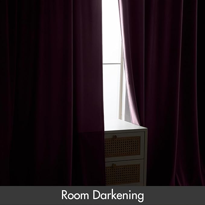 MIULEE Purple Orchid Velvet Curtains Thermal Insulated Blackout Curtain Drapes for Bedroom Living Room Darkening 90 Inches Long Curtains Panels Rod Pocket Set of 2