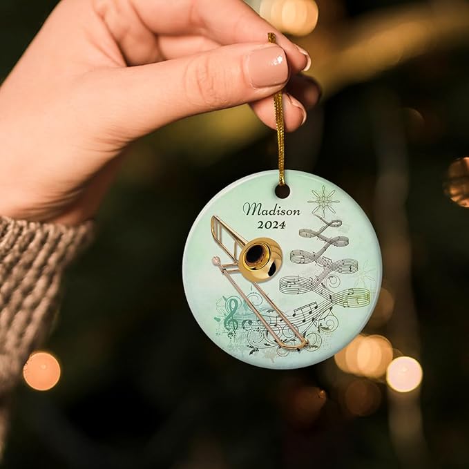 wowcugi Trombone Ornament Personalized Instrument Ornaments for Christmas Tree Xmas Tree Decorations Keepsake Gifts for Band Instruments Music Lovers