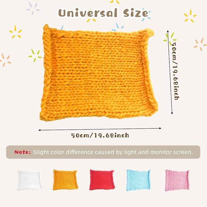 Newborn Photography Props Blanket, 50 * 50cm Hand-Knitted Crochet Newborn Photography Props Blanket Basket Filler Newborn Baby Photography Props for Boys Girls