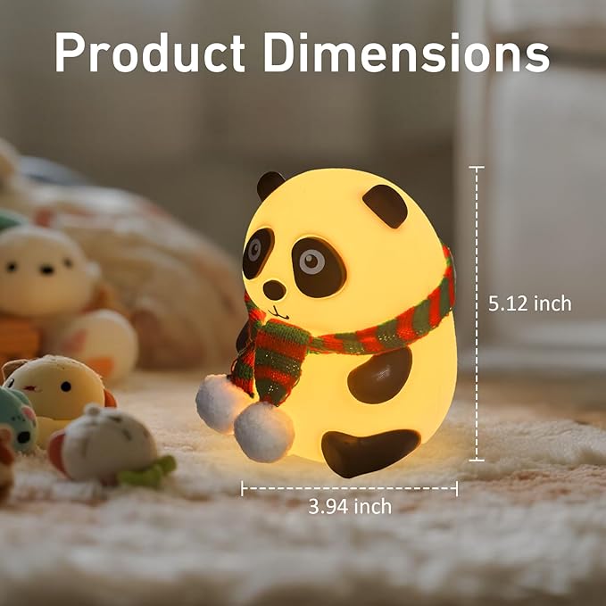 Cute Panda Night Light, LED Squishy Novelty Animal Night Lamp with 7 Color Modes, Soft Silicone Dimmable Nursery Nightlight for Breastfeeding Toddler Baby Kids Decor, Cool Gifts Kids (Panda)