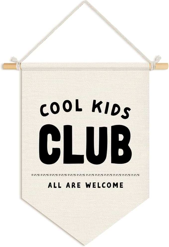Wheatwin Playroom Decor, Cool Kids Club Pennant Flag Banner, Play Room Wall Decor for Boys Girls Toddler Nursery Bedroom 15x11 Inch