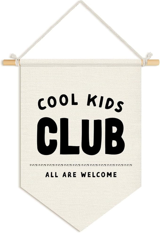Wheatwin Playroom Decor, Cool Kids Club Pennant Flag Banner, Play Room Wall Decor for Boys Girls Toddler Nursery Bedroom 15x11 Inch