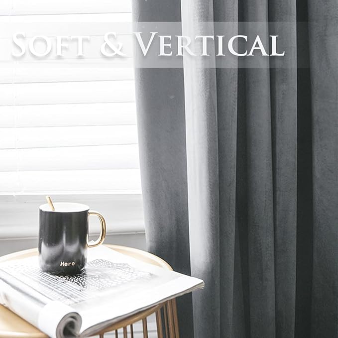 StangH 120 inches Long Pinch Pleated Velvet Curtains, Light Grey Extra Long Floor to Ceiling Window Covering Back Tab Light Blocking Thermal Curtains for Theater Villa, W30 x L120, 2 Panels