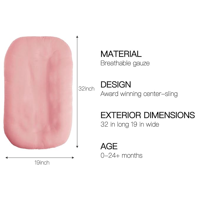 Baby Lounger for Newborn - Snuggle Cozy Me Lounger | Breathable Soft Cotton, 0-24 Months Portable Playtime Baby Nest, Newborn Baby Essentials Gifts- Petal (1 Lounger + 1 Cover)