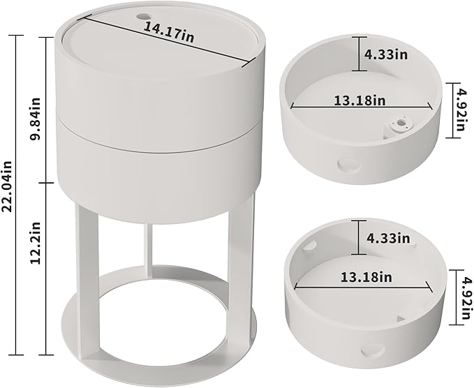 Round Side Table with Hidden Storage Drawers, Modern Nightstand with Swivel Drawer, Minimalist Bedside Table for Bedroom, Living Room, White
