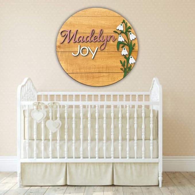 Personalized Wooden Name Sign - Custom Baby Name Signs for Nursery & Kids Room, Baby Announcement Sign, Wall Name Signs Personalized, Round Wooden Letters for Nursery Decor (Design 4)