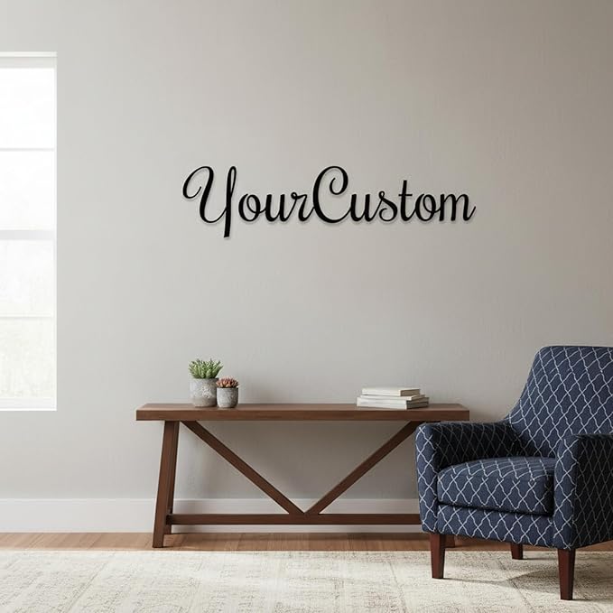 Custom Metal Words - Bold Modern Script Name Sign - Custom Name Sign Baby - Contemporary Laser Cut Cursive Wall Art for Baby Name, Wedding & Home Decoration Gift