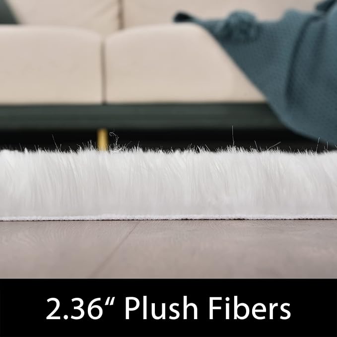 Latepis Area Rugs 6x9 Faux Fur Sheepskin Rug for Living Room, Fluffy Washable Rug for Bedroom, Playroom, Luxury Room Decor, Rectangle