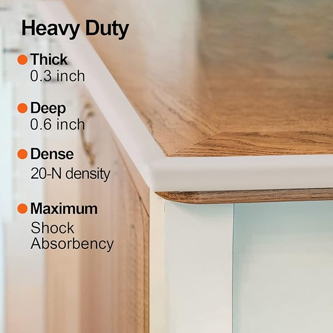 Baby Proofing Edge and Corner Guards, Safety 3M Pre-Taped Furniture Bumper, [16.40ft Edge + 4 Corners] Baby Corner Protector for Fireplace, Table, Stair, Cabinet (White)