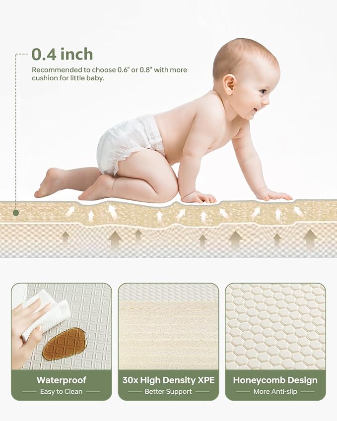 Baby Play Mat, Reversible Baby Girl Play Mat for Floor, Foam Padded Playmats for Babies and Toddlers, Large Foldable 78"x70" Waterproof Baby Crawling Mat for Indoor&Outdoor&Travel(70*78*0.4)