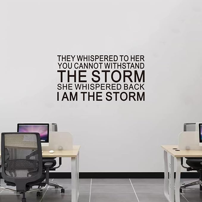 SEATUNE Women Teens Girls Wall Decals - Inspirational Quotes Wall Stickers - Positive Motivational Encouragement Home Vinyl Wall Decor - They Whispered to Her You Cannot Withstand The Storm 28.6"X15"