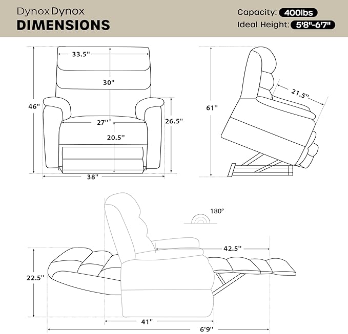DYNOX 400 LBS Big Tall Man Large-Wide Power Dual Motor Lift Recliners Chairs for Elderly, Lay Flat Lift Chair with Infinite Positions, Heat & Massage, Extended Footrest (9298L,Faux Leather,Cream)