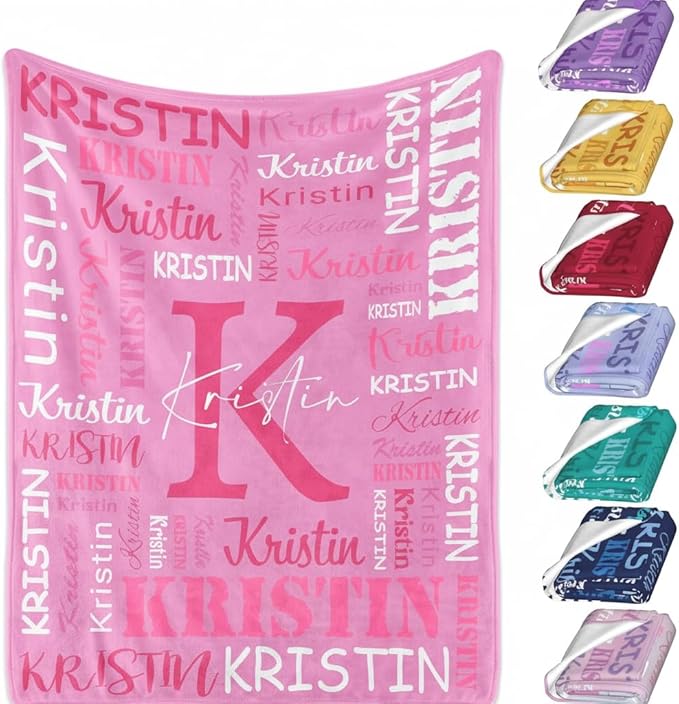 Ships Next Day, Personalized Blankets with Name, Custom Flannel Name Blanket, Christmas Blanket Gifts for Boys & Girls Baby Kids Adult, Printed in USA