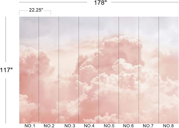 Pink Clouds Wall Mural Wallpaper for Bedroom 178" x 117"