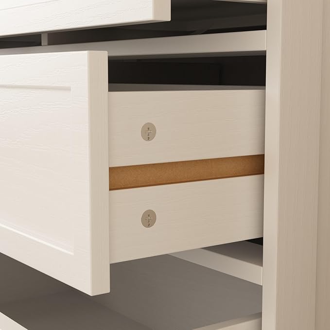12 Drawer Dresser Chest of Drawers, White Dresser for Bedroom, Retro Wood Dressers with 12 Drawers, for Living Room Bedroom Hallway, White and Brown 15.7”D x 61”W x 31.5”H