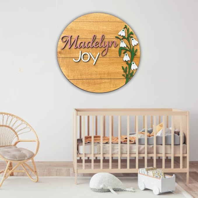 Personalized Wooden Name Sign - Custom Baby Name Signs for Nursery & Kids Room, Baby Announcement Sign, Wall Name Signs Personalized, Round Wooden Letters for Nursery Decor (Design 4)