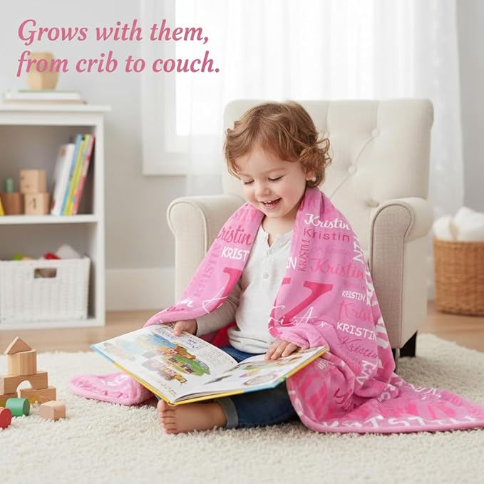 Ships Next Day, Personalized Blankets with Name, Custom Flannel Name Blanket, Christmas Blanket Gifts for Boys & Girls Baby Kids Adult, Printed in USA