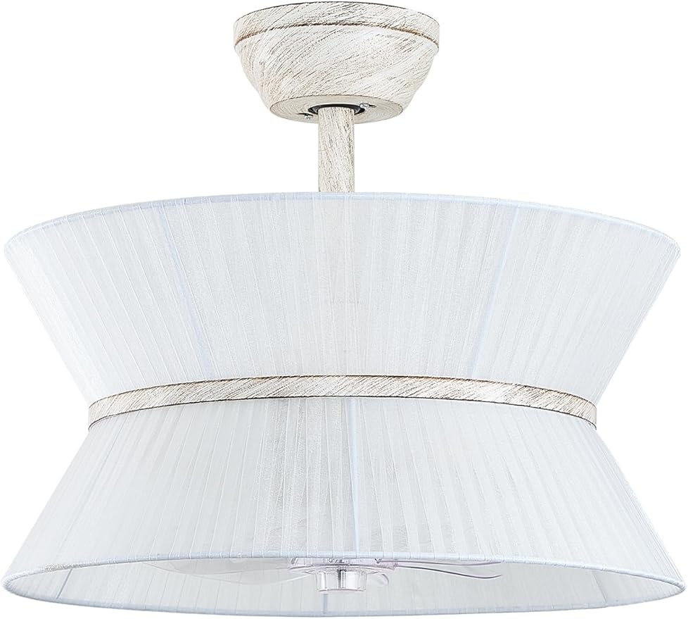 20" Rattan Boho Ceiling Fans with Lights, Caged white Fandelier Ceiling Fan with Light Remote Control, Enclosed with 6 Speeds for Bedroom, Nursery, Living Room