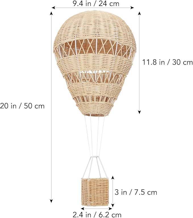 Cabilock 1pc Woven Rattan Hot Air Balloon Decor, 22. 44 Inch Wall Hanging Hot Air Balloon for Kids Room Nursery Ornament, Art Photography Prop Backdrop Pendant Decoration