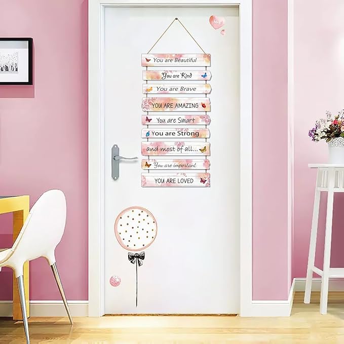 Butterfly Girls Room Decor, Pink Wall Decor for Baby Girl, Girl Bedroom Decor Art Signs, Trendy Stuff Decorations for Kids Nursery Bed Room Dorm Classroom Bathroom