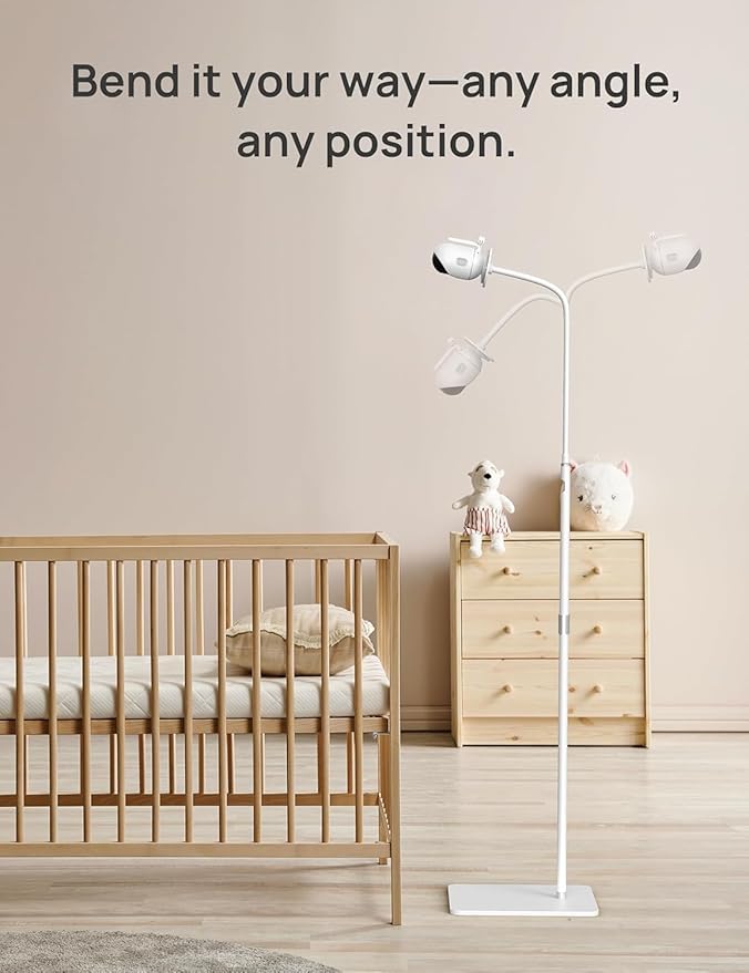 Dr.Care Baby Monitor Floor Stand, Universal Adjustable Gooseneck Holder with Stable Base, No-Drill Installation, Compatible with All Dr.Care Cameras