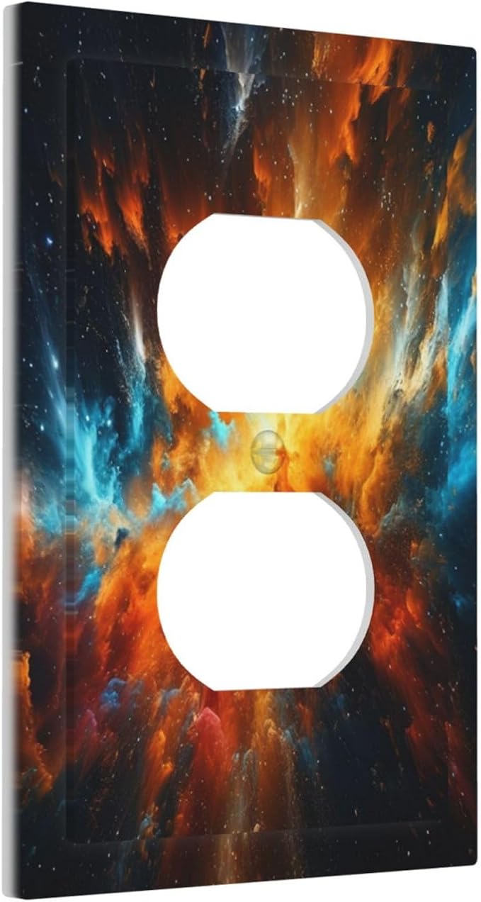 Decorative Outlet Covers Cosmic Outer Space Nebula Explosion 3 Gang Duplex Switch plate Covers Electrical Switch plate Covers Wall Plates Receptacle Covers for Bathroom Home Decor