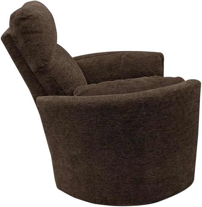 Pemberly Row Polyester Power Swivel Glider Recliner in Brown with USB Charging Ports and 2 Comfort Pillows for Living Room