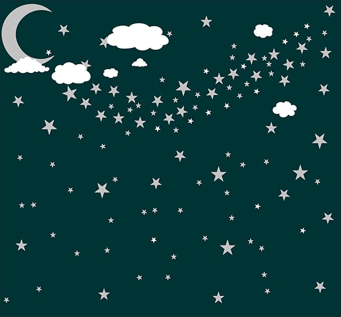 Clouds Decals Moon and Stars Wall Decal Kids Wall Decals Wall Stickers Peel and Stick Removable Wall Stickers Kids Room Decoration Good Night Nursery Decor