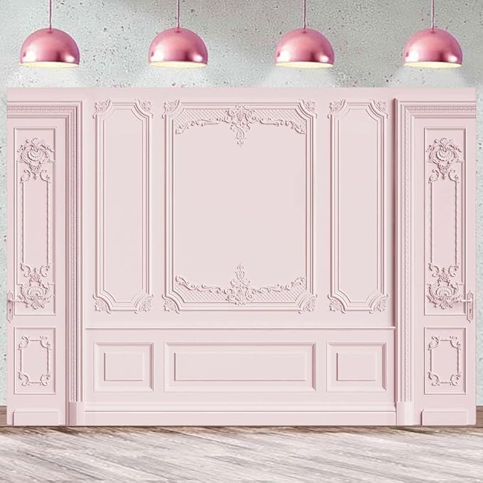 Light Pink Empty Room Wall Photography Backdrop Classic Interior Wedding Photo Background Girls Birthday Baby Shower Party Decorations Photoshoot Props 10x7ft Fabric