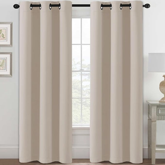 H.VERSAILTEX Blackout Curtains for Bedroom Thermal Insulated Room Darkening Living Room Curtains 84 Inch Long Grommet Privacy Protection Window Curtain Panels/Drapes for Nursery, 2 Panels, Fog